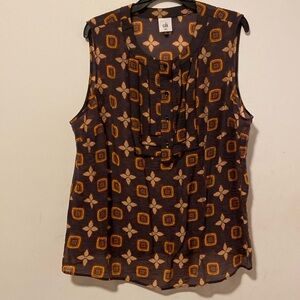 Cabi XXL Sleeveless top brown and gold top like new excellent condition